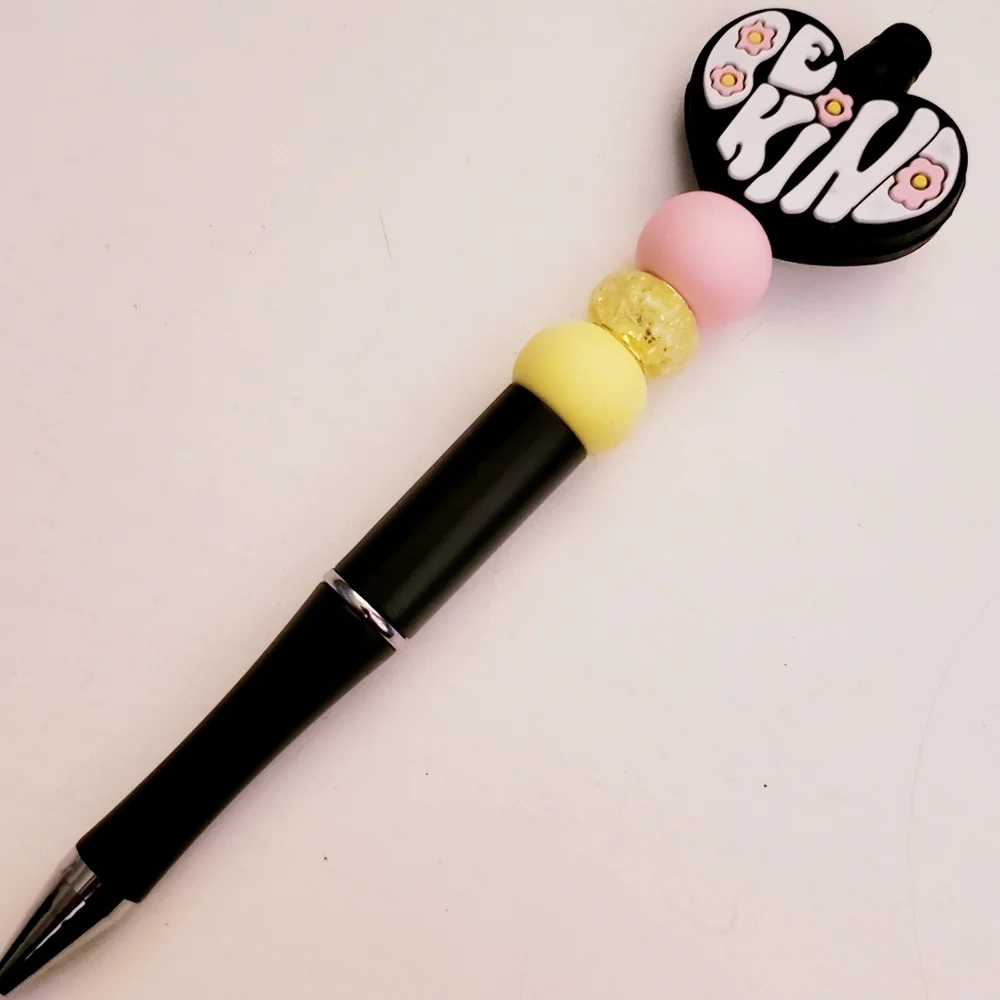 Handmade Be Kind Beaded Silicone Focal Bead Pen